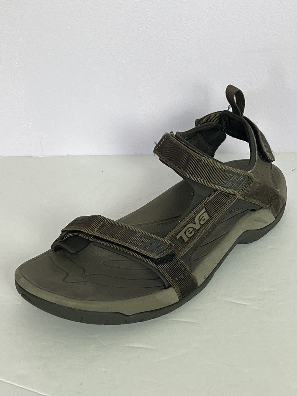 Teva Tanza Mens Sz 11 Brown Nubuck Strappy Sport Hiking Trail Sandals Water Shoe